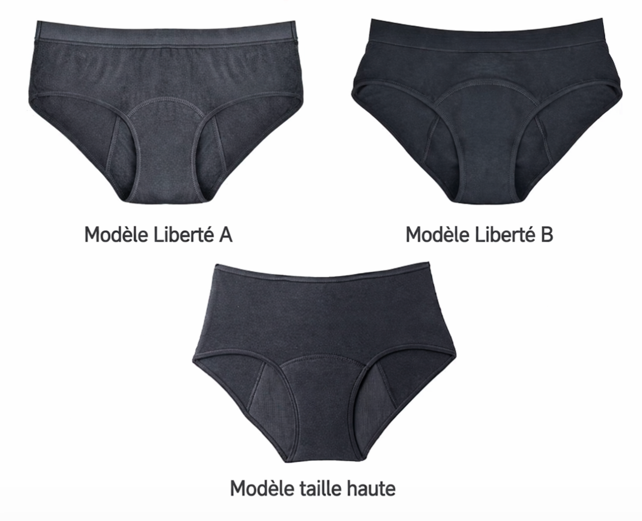 ❤️ Pack de 3 Culottes Anti-Fuites - Réutilisable 3 ans.